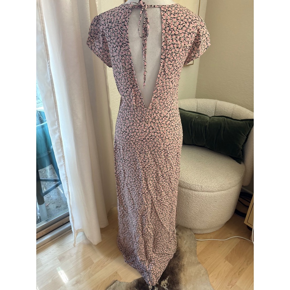 For Love & Lemons Hailey Pink Floral Print Maxi Dress Size Small Slits - Picture 4 of 8